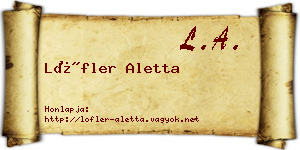 Löfler Aletta névjegykártya